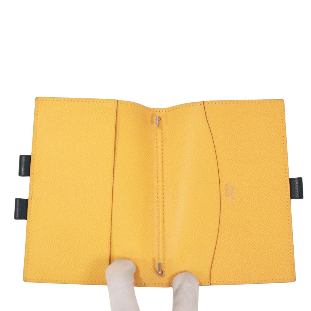 Hermes Agenda GM Leather Yellow Navy Notebook Cover Silver — view 6