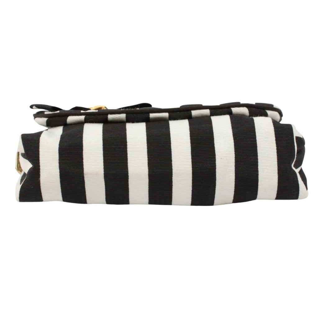 Dior Striped Cosmetics Canvas Black White Pouch Gold — view 4