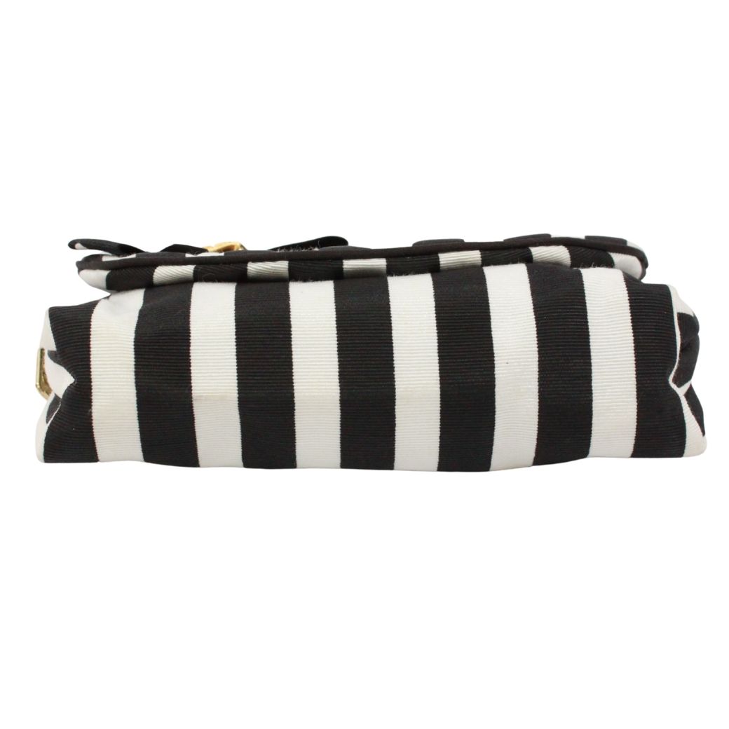 Dior Striped Cosmetics Canvas Black White Pouch Gold — view 4