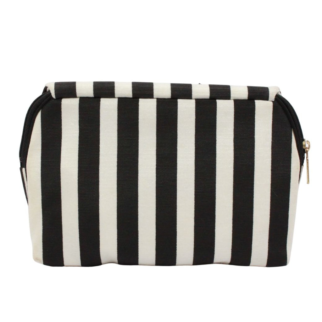 Dior Striped Cosmetics Canvas Black White Pouch Gold — view 3