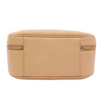 Chanel CC Logo Vanity Bag Caviar Leather Beige Handbag Gold — view 4