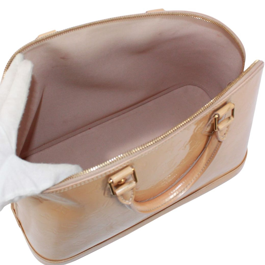 Louis Vuitton Alma GM Enamel Leather Beige Handbag Gold — view 8
