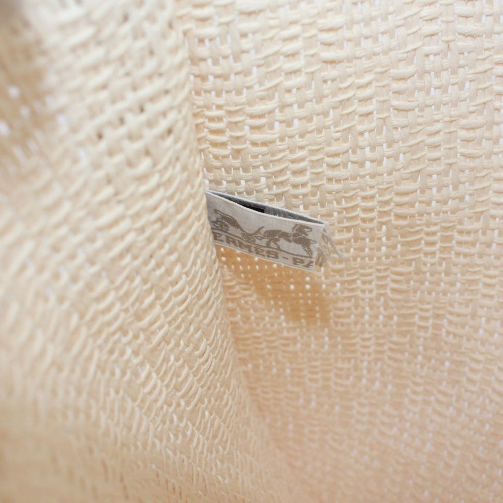 Hermes Bora GM Straw Cotton Ivory Pouch Silver — view 7