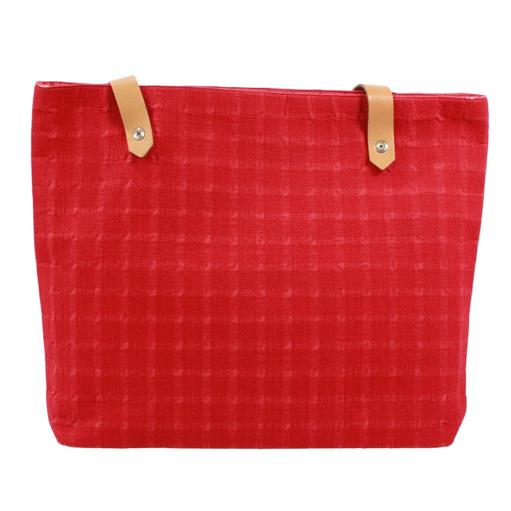 Hermes Amedaba Leather Canvas Red Shoulder Bag Silver — view 3