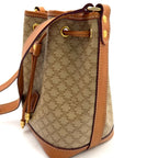 Celine Macadam Pattern Drawstring Leather Beige Light Brown Shoulder Bag Gold — view 5