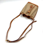 Celine Macadam Pattern Drawstring Leather Beige Light Brown Shoulder Bag Gold — view 8