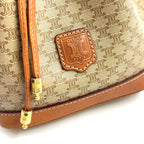 Celine Macadam Pattern Drawstring Leather Beige Light Brown Shoulder Bag Gold — view 7