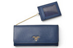 Prada Wallet with Pass Case Bluette Blue Saffiano Metal — view 2