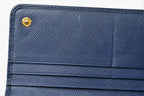 Prada Wallet with Pass Case Bluette Blue Saffiano Metal — view 7