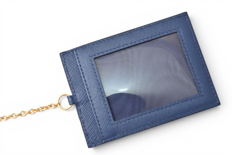 Prada Wallet with Pass Case Bluette Blue Saffiano Metal — view 5