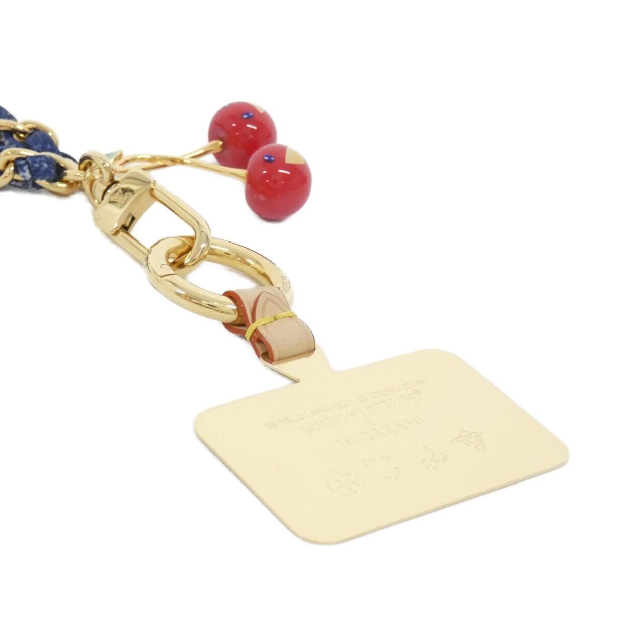 Louis Vuitton Phone Charm Monogram Denim Cherry Keychain — view 3