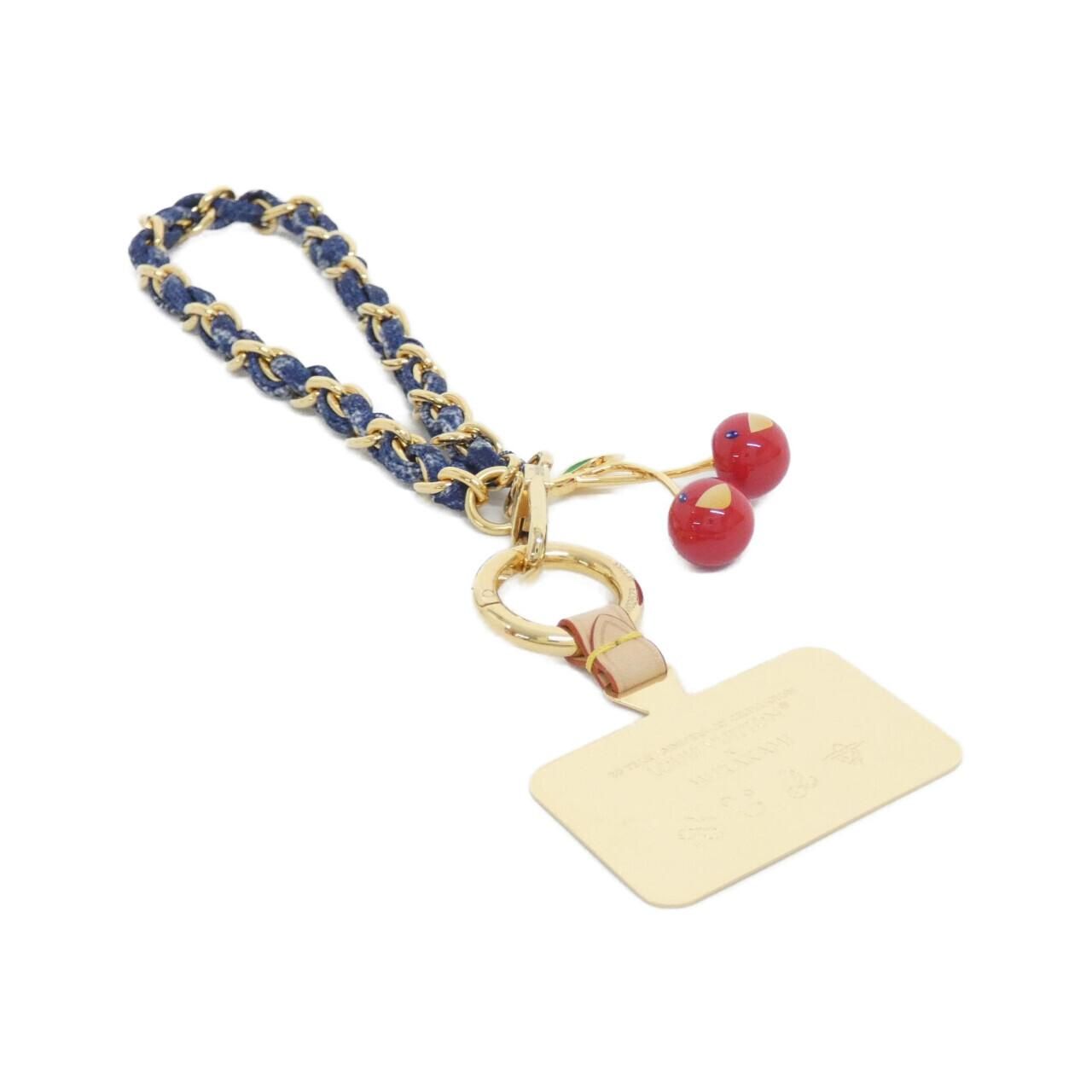 Louis Vuitton Phone Charm Monogram Denim Cherry Keychain — view 2
