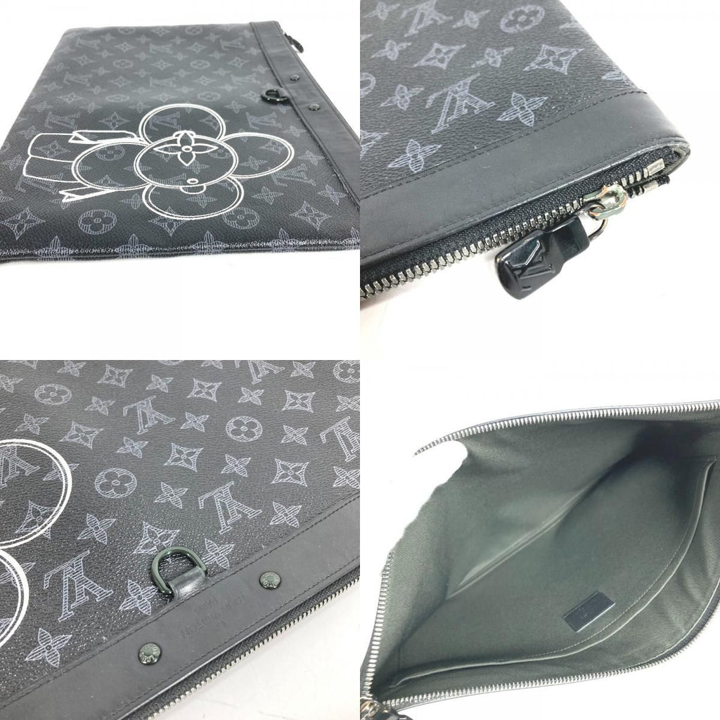 Louis Vuitton Clutch Pochette Apollo Vivienne Monogram Eclipse Canvas Black — view 8