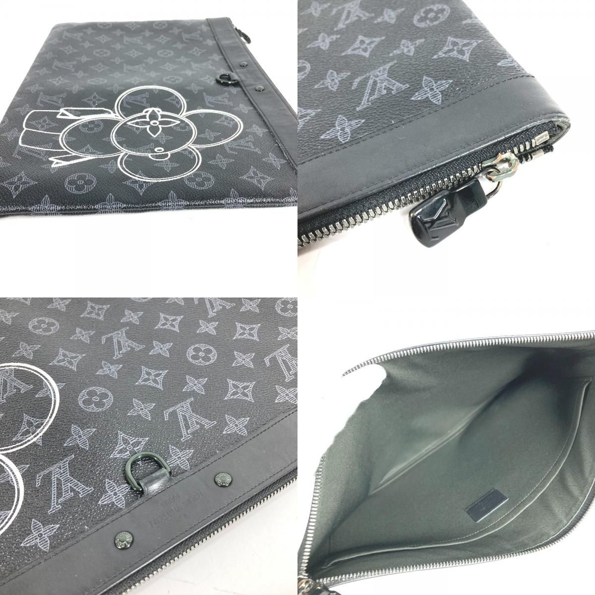 Louis Vuitton Clutch Pochette Apollo Vivienne Monogram Eclipse Canvas Black — view 8