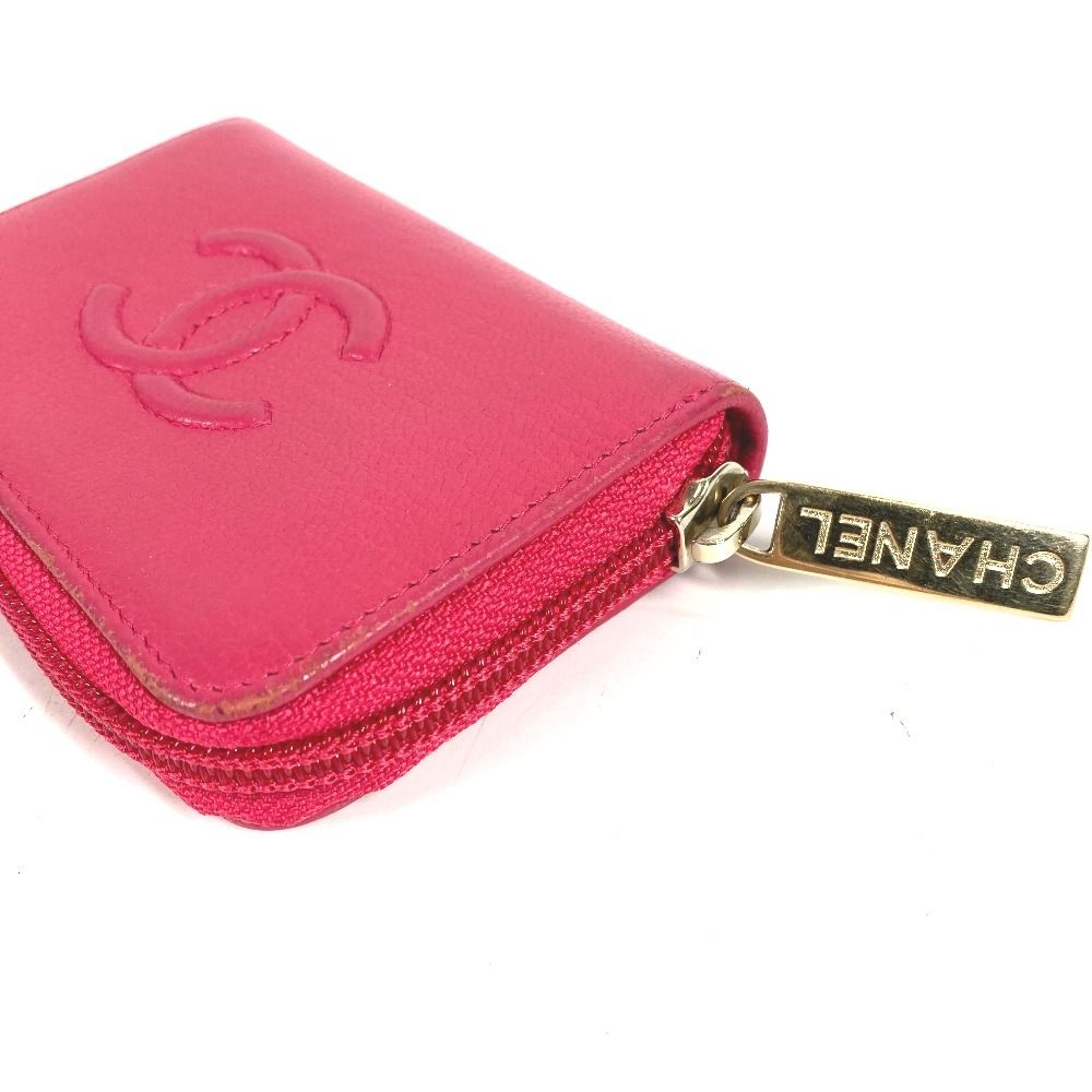 Chanel Coin Case CC Logo Leather Pink — view 5