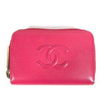 Chanel Coin Case CC Logo Leather Pink