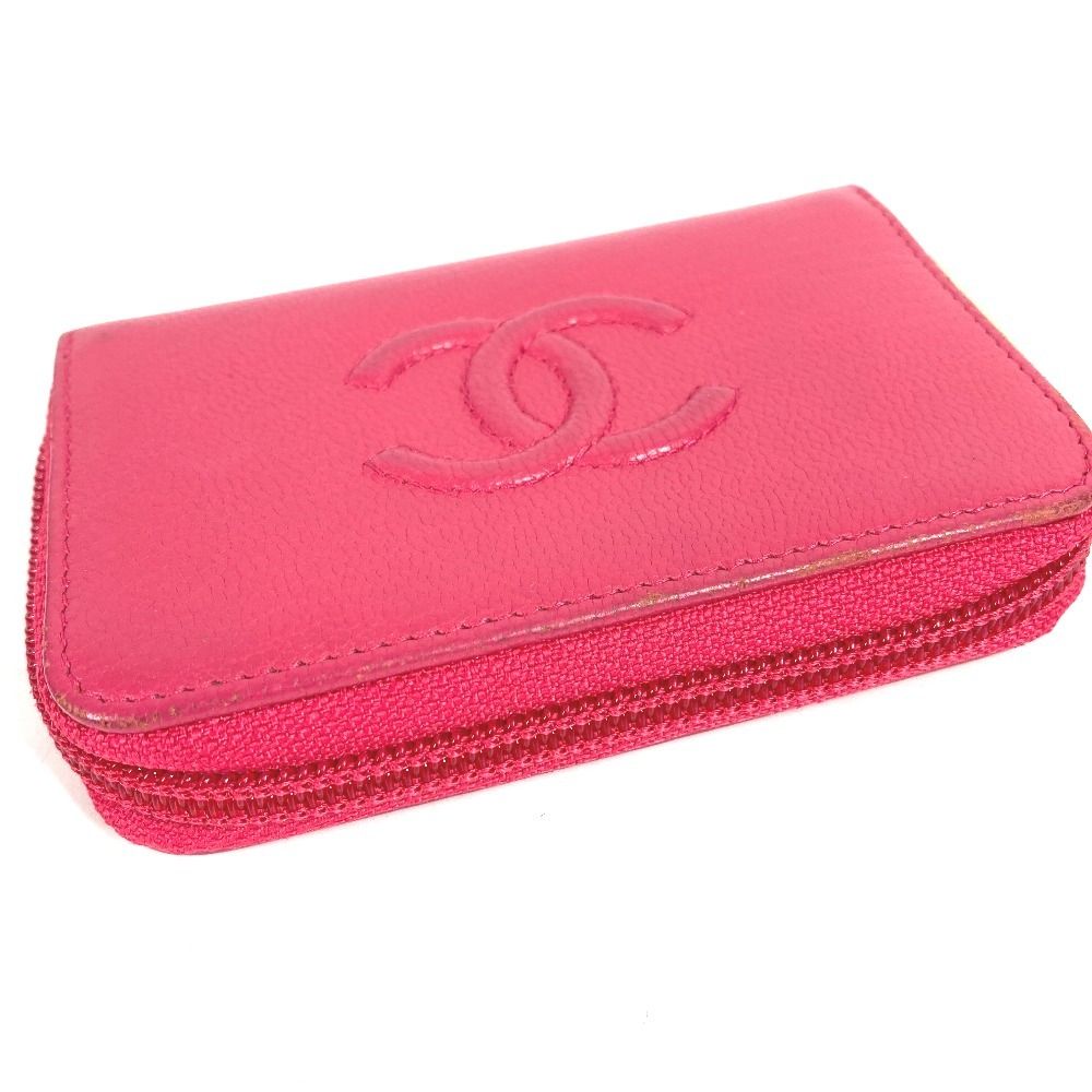Chanel Coin Case CC Logo Leather Pink — view 4
