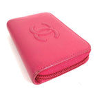 Chanel Coin Case CC Logo Leather Pink — view 3