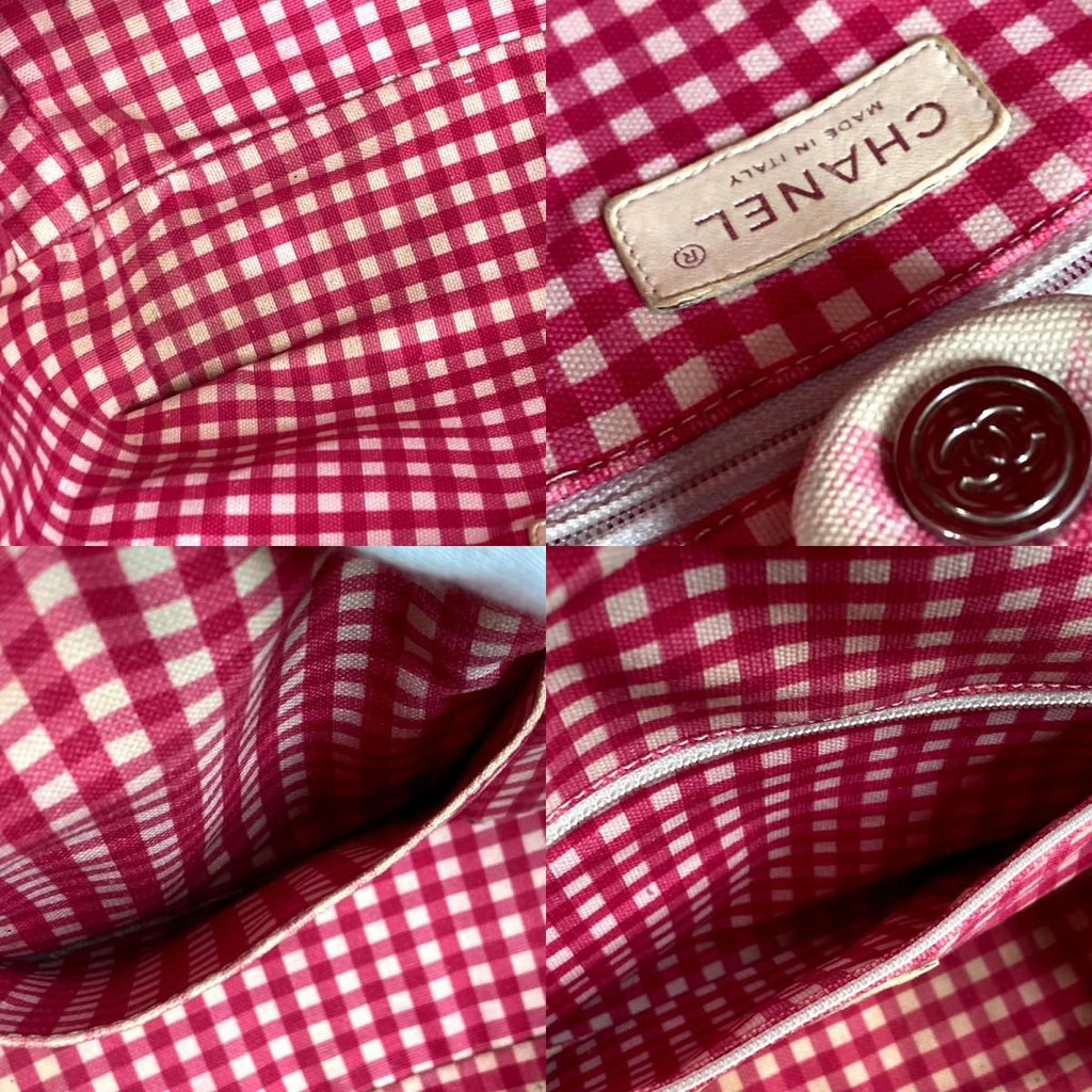 Chanel Handbag CC Logo Gingham Check Canvas Pink — view 9