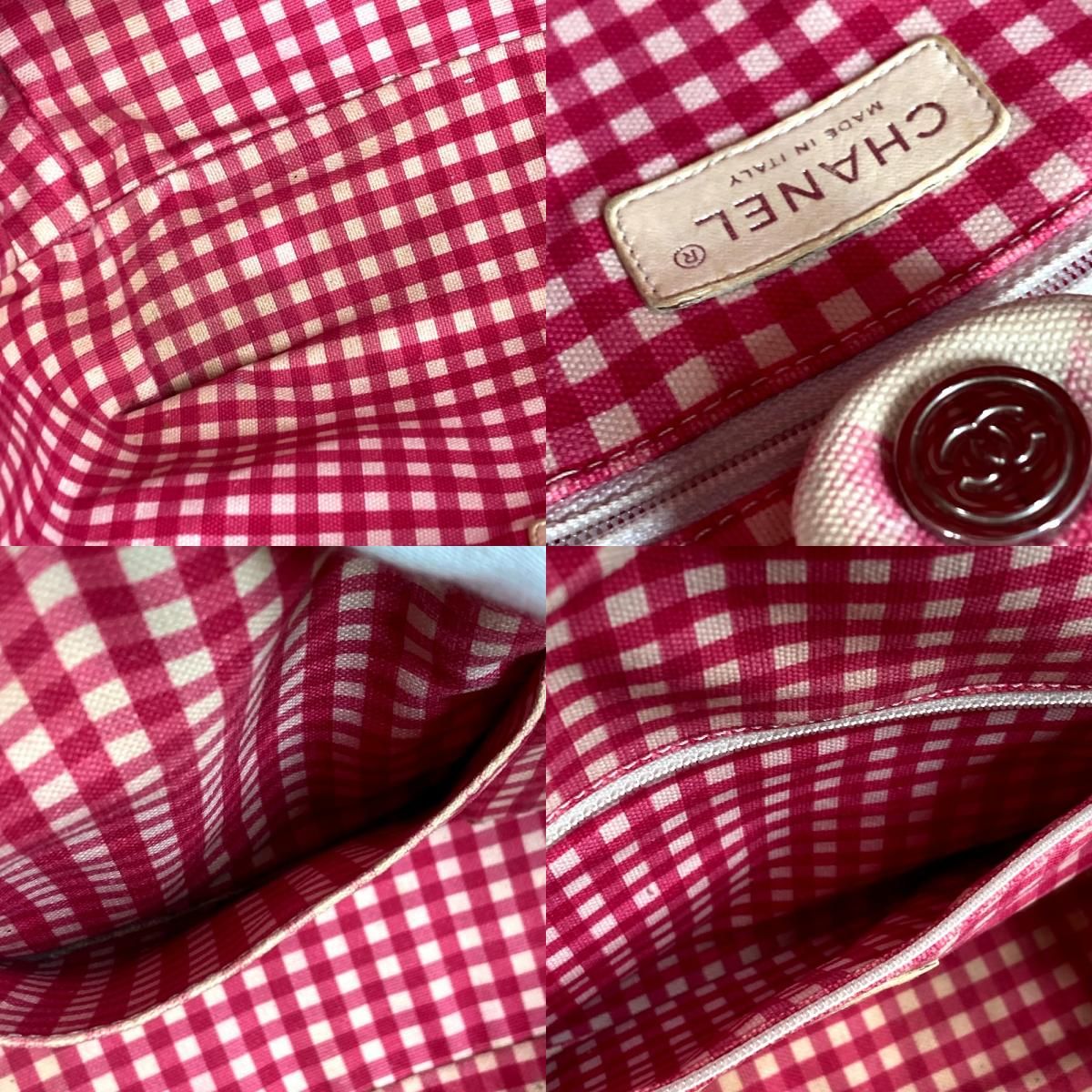 Chanel Handbag CC Logo Gingham Check Canvas Pink — view 9
