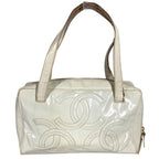 Chanel Shoulder Bag Logo Triple Coco CC Enamel White — view 2