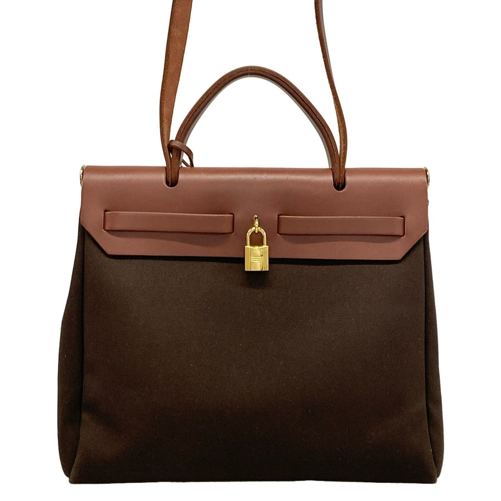 Hermes Handbag Herbag PM Dark Brown Gold — view 3