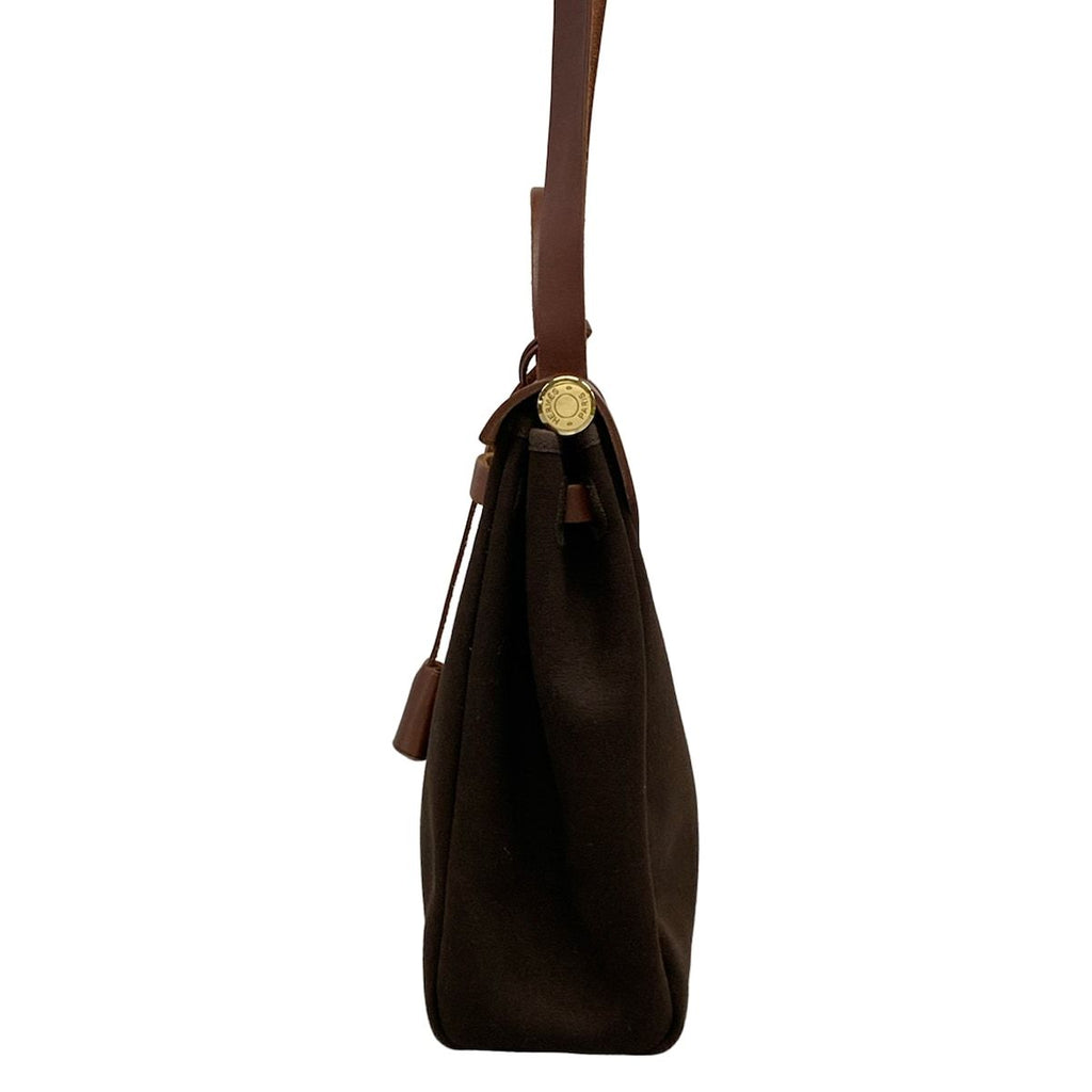 Hermes Handbag Herbag PM Dark Brown Gold — view 4