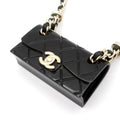 Chanel Necklace Leather Black Gold Bag Motif