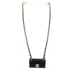 Chanel Necklace Leather Black Gold Bag Motif — view 2