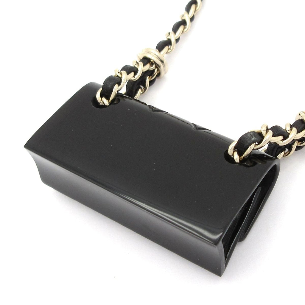Chanel Necklace Leather Black Gold Bag Motif — view 3