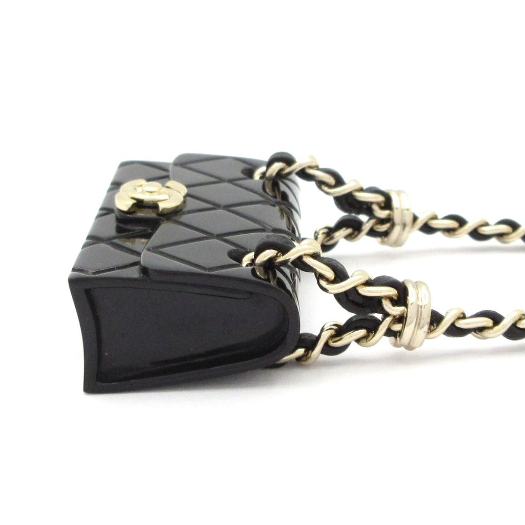 Chanel Necklace Leather Black Gold Bag Motif — view 6