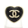 Chanel Ring CC Logo Gold Black Quilted