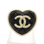 Chanel Ring CC Logo Gold Black Quilted