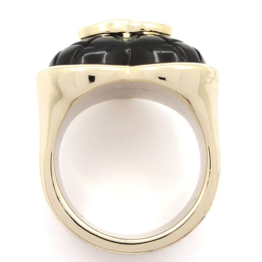 Chanel Ring CC Logo Gold Black Quilted — view 4