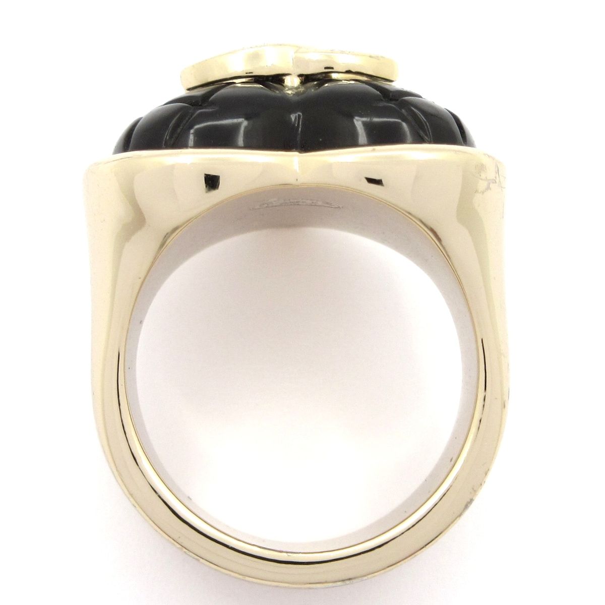 Chanel Ring CC Logo Gold Black Quilted — view 4