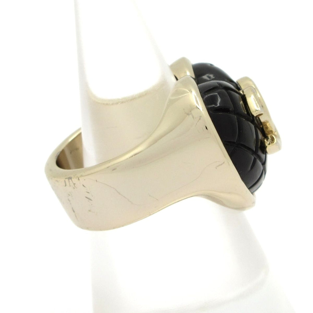 Chanel Ring CC Logo Gold Black Quilted — view 2