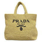 Prada Tote Crochet Beige Black