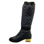 Chanel Long Boots 37 C Black Gold 2-Way Nylon Cover Removable with Pocket — view 3