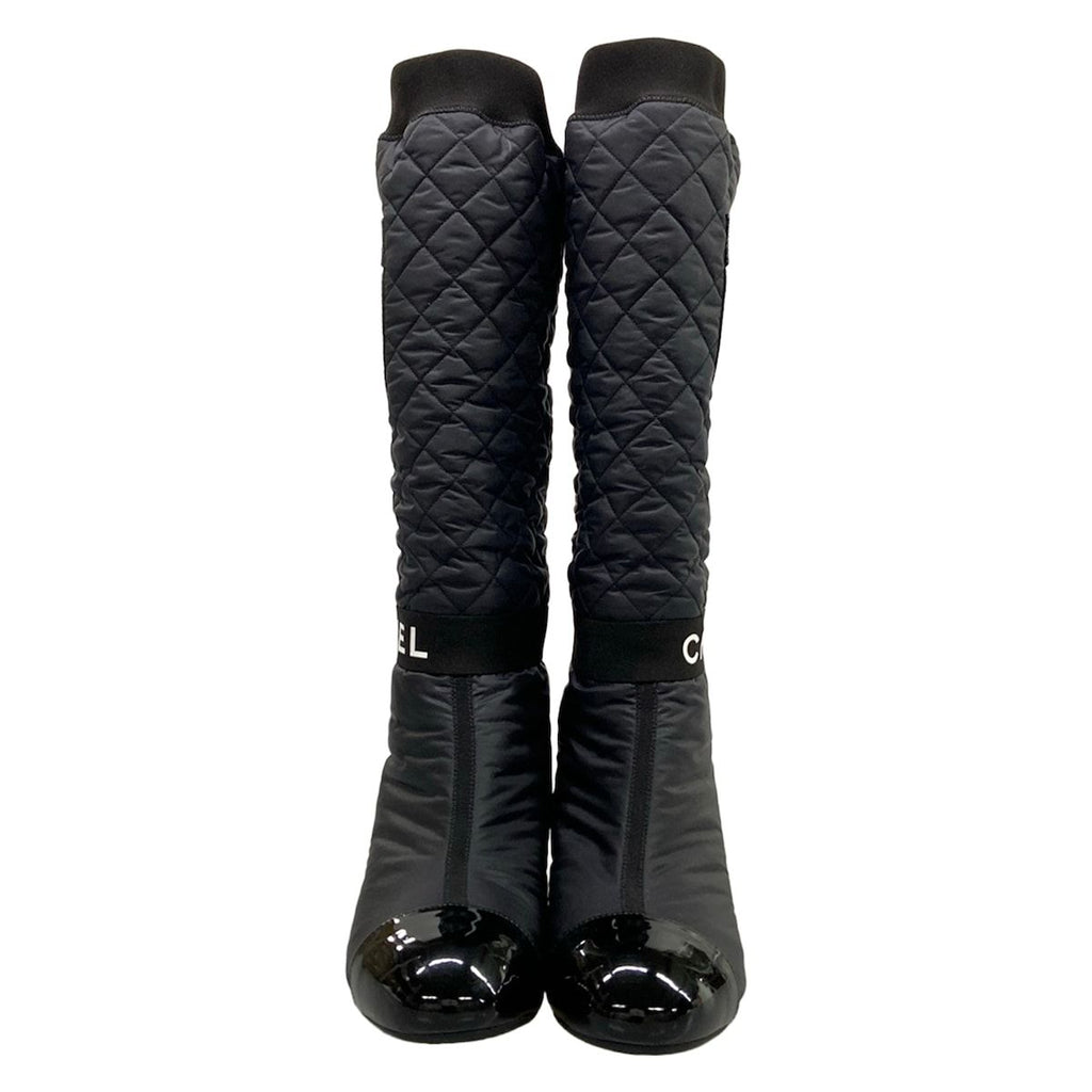 Chanel Long Boots 37 C Black Gold 2-Way Nylon Cover Removable with Pocket — view 5