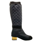 Chanel Long Boots 37 C Black Gold 2-Way Nylon Cover Removable with Pocket — view 2