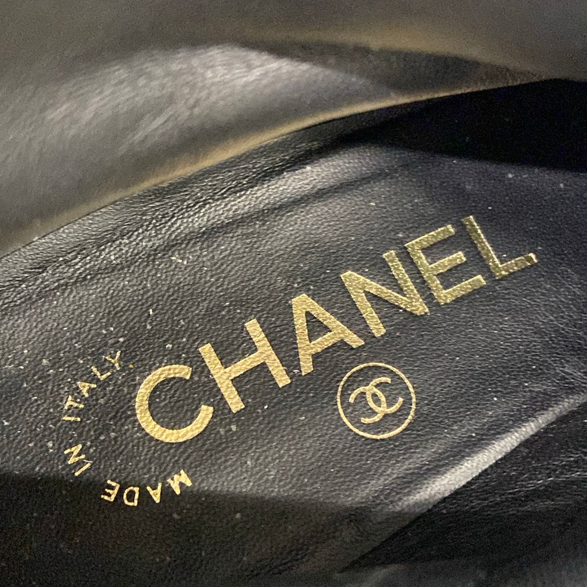 Chanel Long Boots 37 C Black Gold 2-Way Nylon Cover Removable with Pocket — view 9