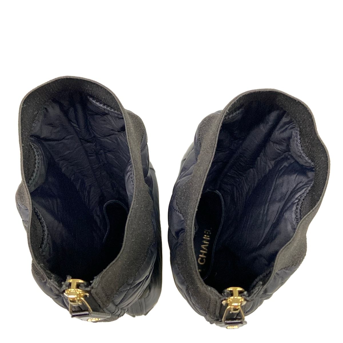 Chanel Long Boots 37 C Black Gold 2-Way Nylon Cover Removable with Pocket — view 7