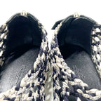 Hermes Slip on Black White Gray Silk Leather Slipper — view 6