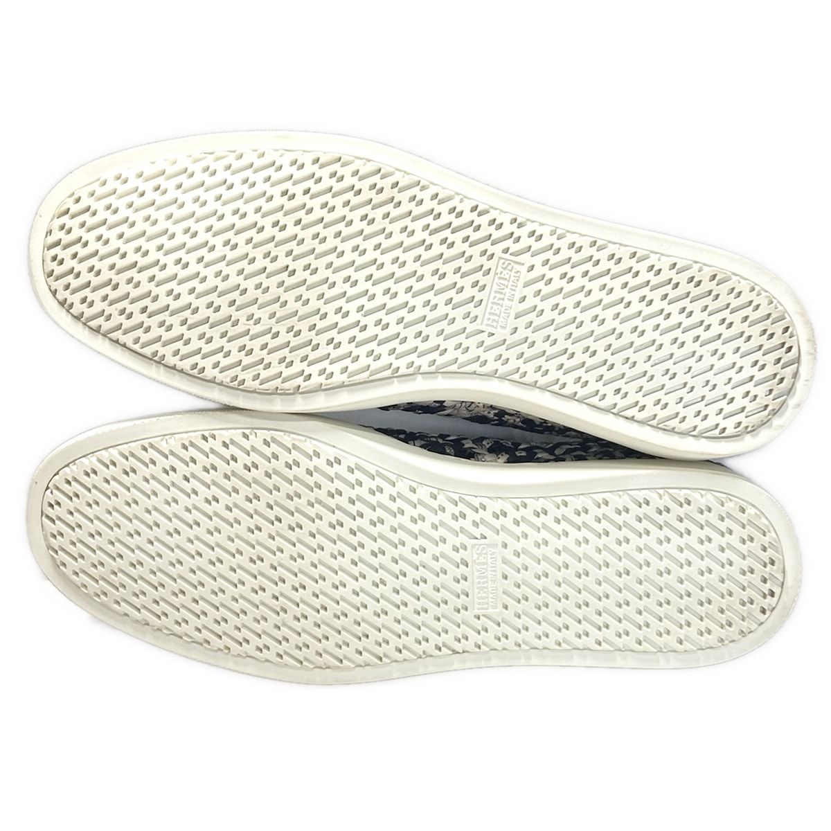 Hermes Slip on Black White Gray Silk Leather Slipper — view 4