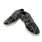Hermes Slip on Black White Gray Silk Leather Slipper — view 2
