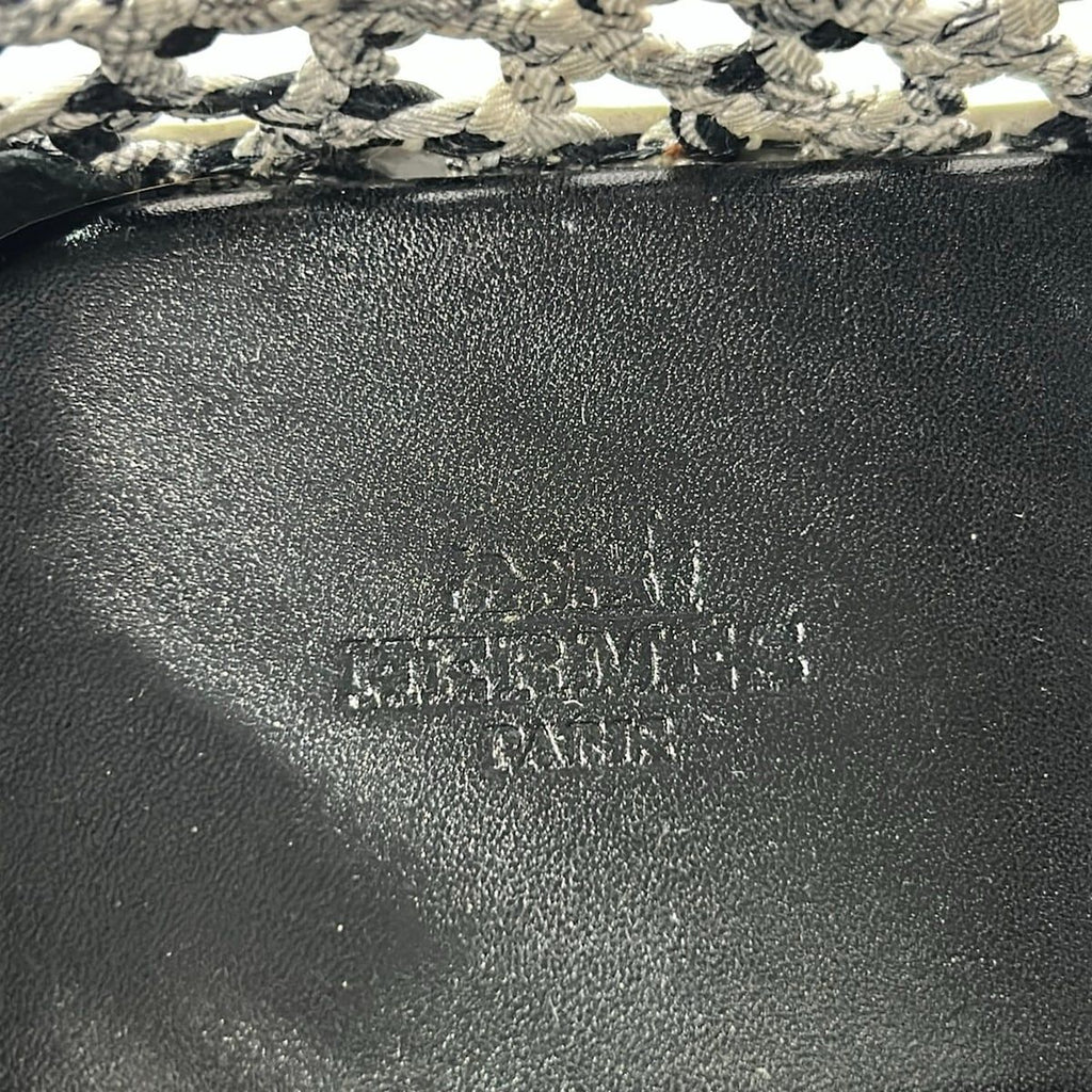 Hermes Slip on Black White Gray Silk Leather Slipper — view 5
