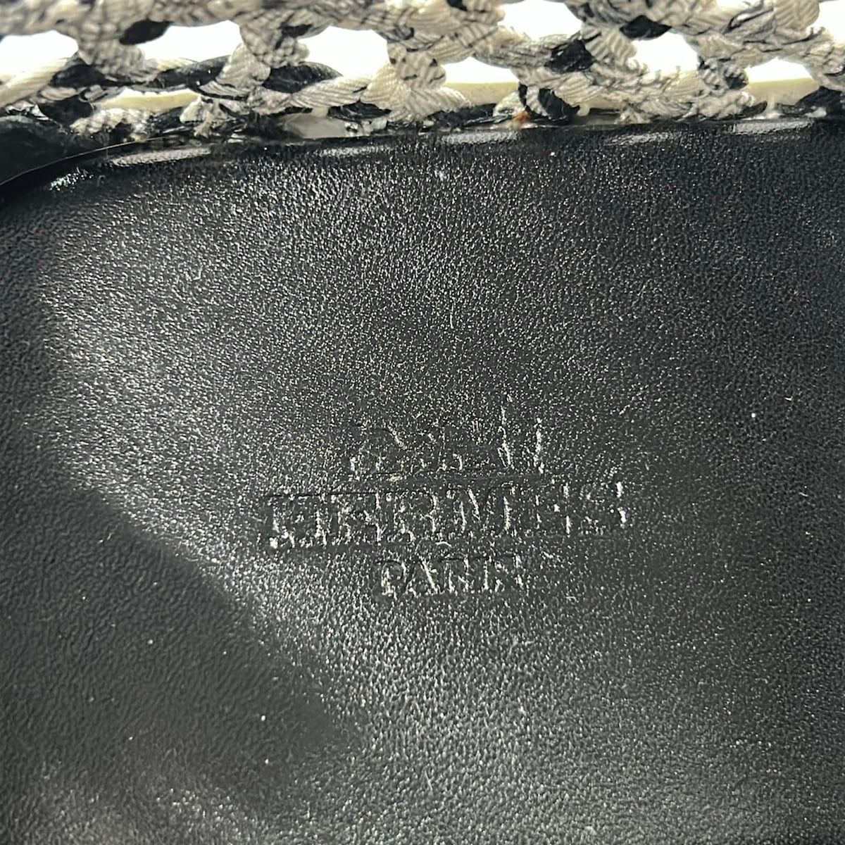 Hermes Slip on Black White Gray Silk Leather Slipper — view 5