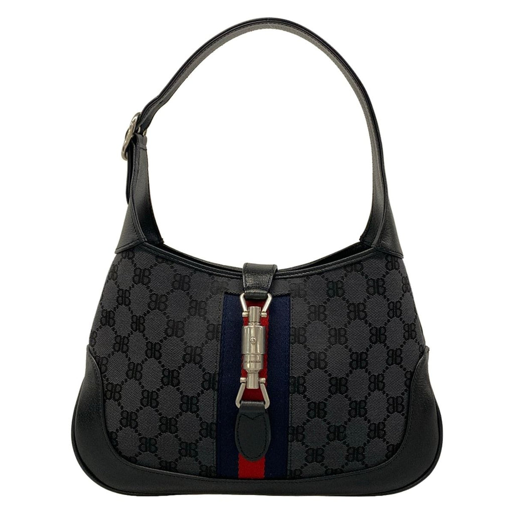 Gucci Shoulder Bag the Hacker-s Hobo Black Dark Gray Red Collaboration Leather