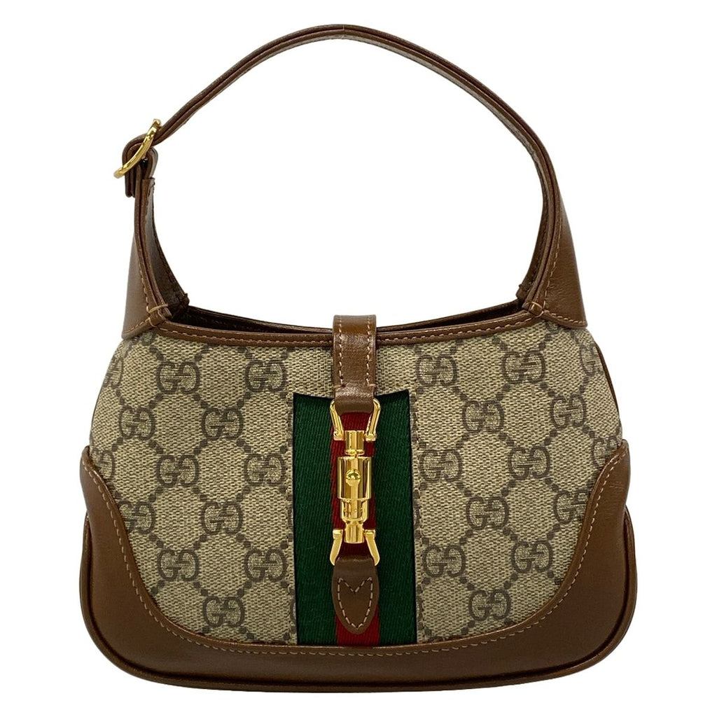 Gucci Handbag Jackie Beige Dark Brown 2-Way Sherry Leather