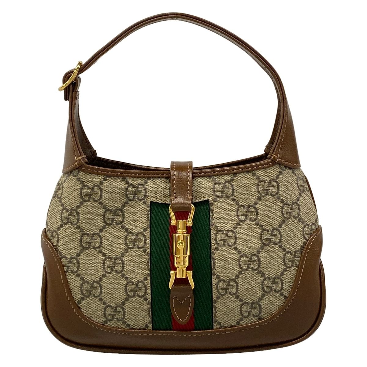Gucci Handbag Jackie Beige Dark Brown 2-Way Sherry Leather